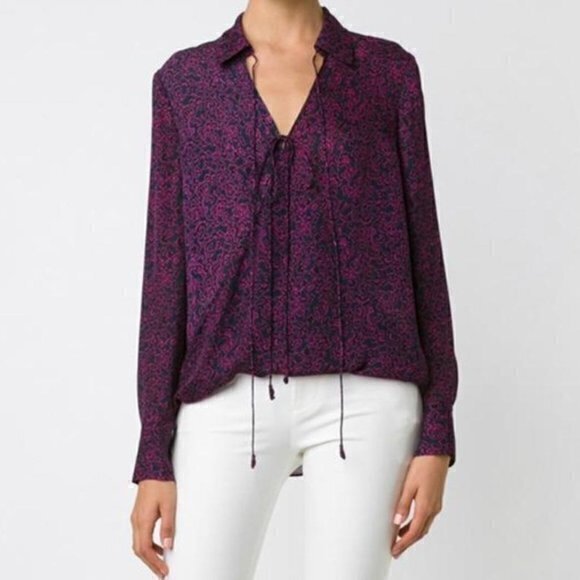 Derek Lam 10 Crosby Silk Printed Top - Picture 1 of 9
